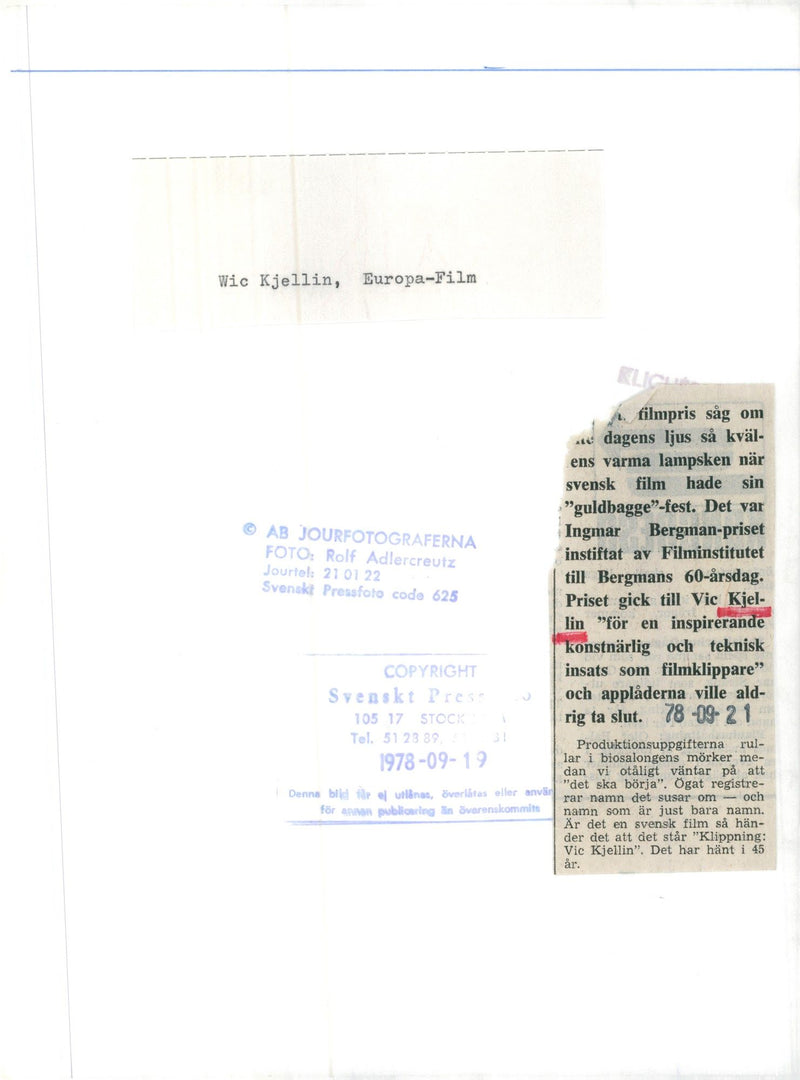 The movie writer Wic Kjellin - Vintage Photograph