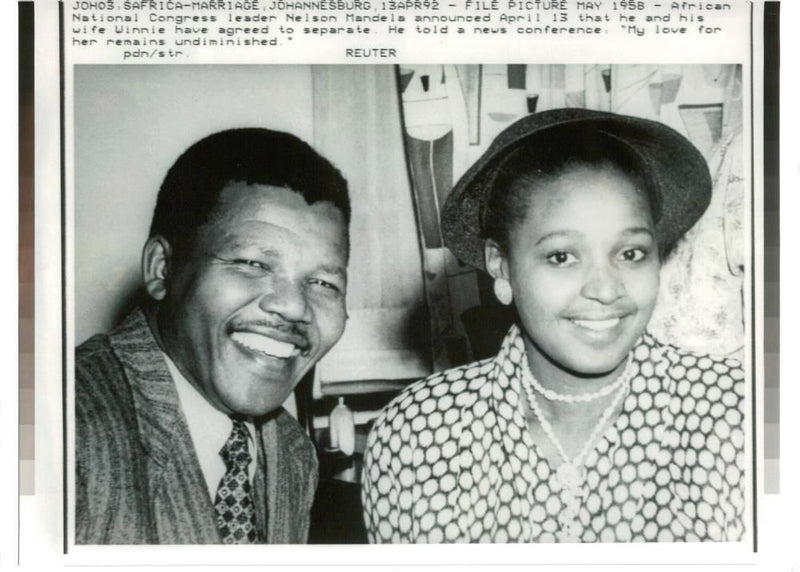 Nelson Mandela Former President of South Africa,and his wife winnie. - Vintage Photograph