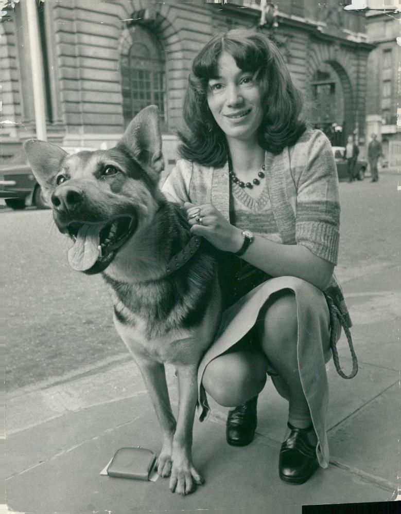 alsatian dog with barbara hughes - Vintage Photograph