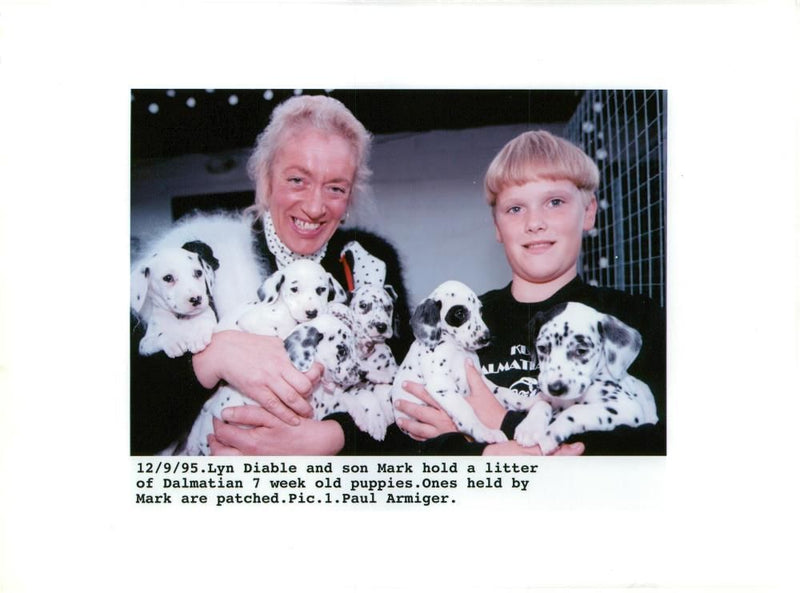Dalmatian dog with lyn and mark - Vintage Photograph