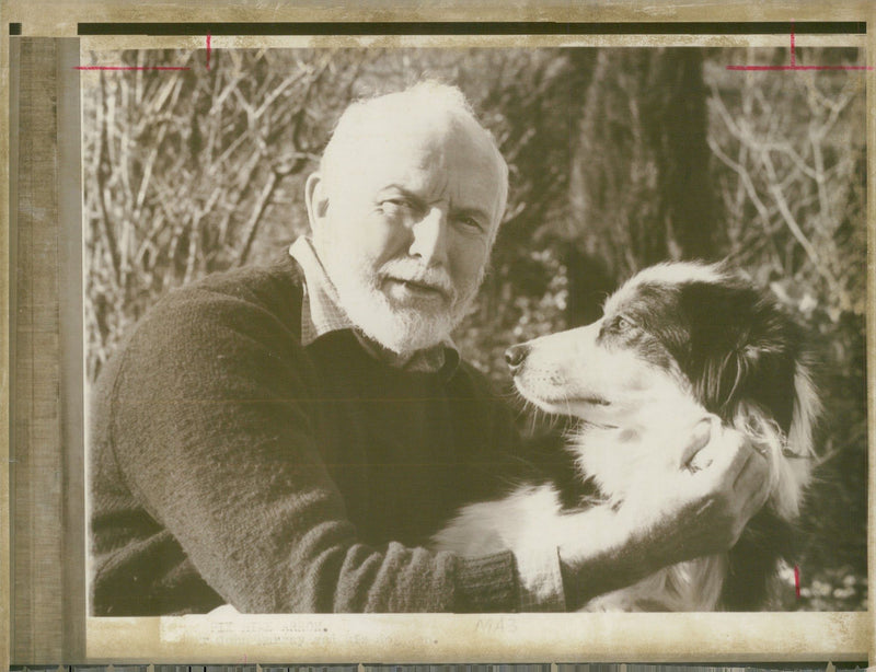 Mr. John Murray and his sheepdog "Jen", February 1988. - Vintage Photograph