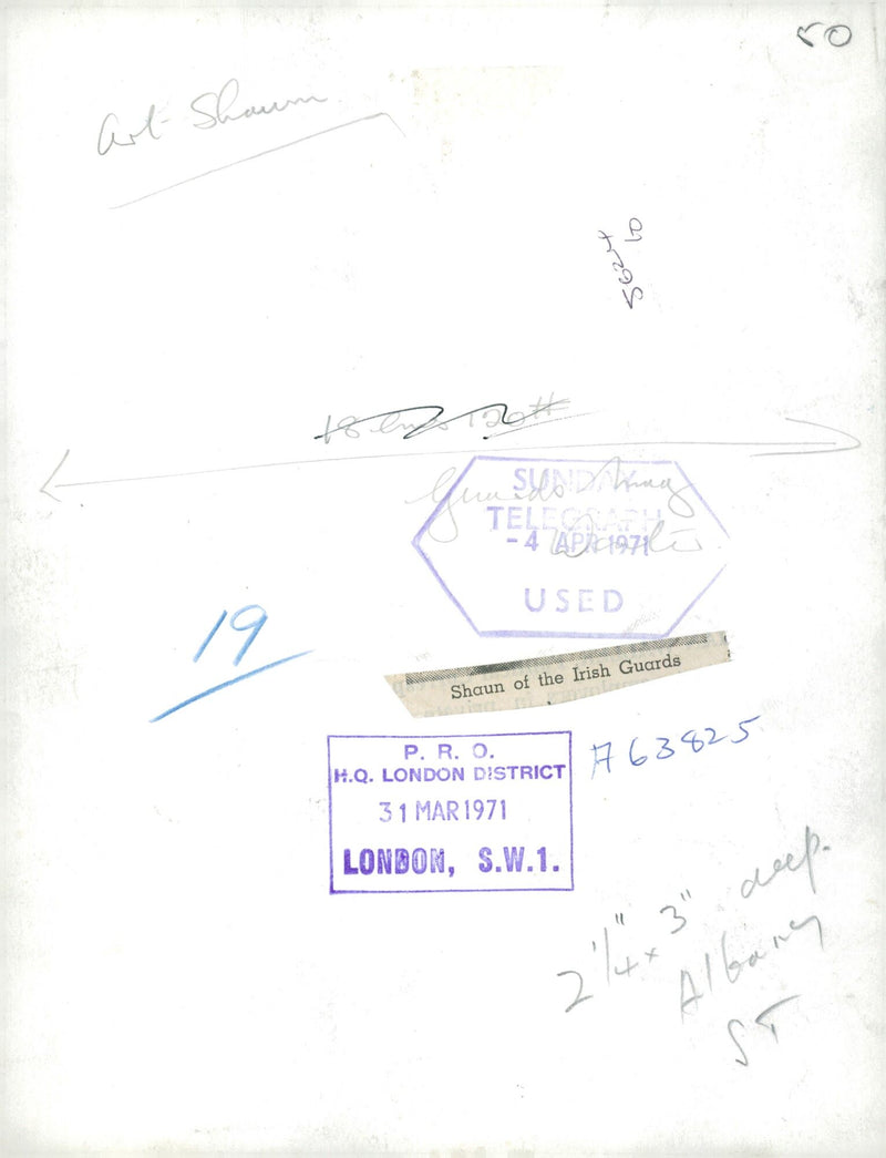 Irish Wolfhound "Shaun" with and Irish guard, 31.03.1971. - Vintage Photograph