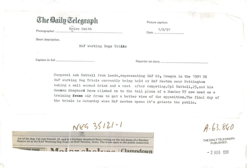 alsatian dog with ash nuttall - Vintage Photograph