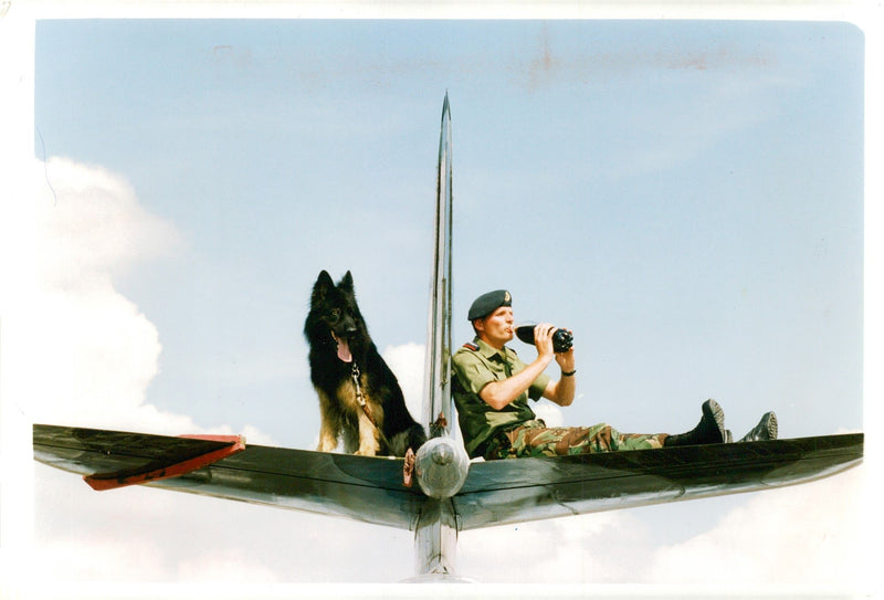 alsatian dog with ash nuttall - Vintage Photograph