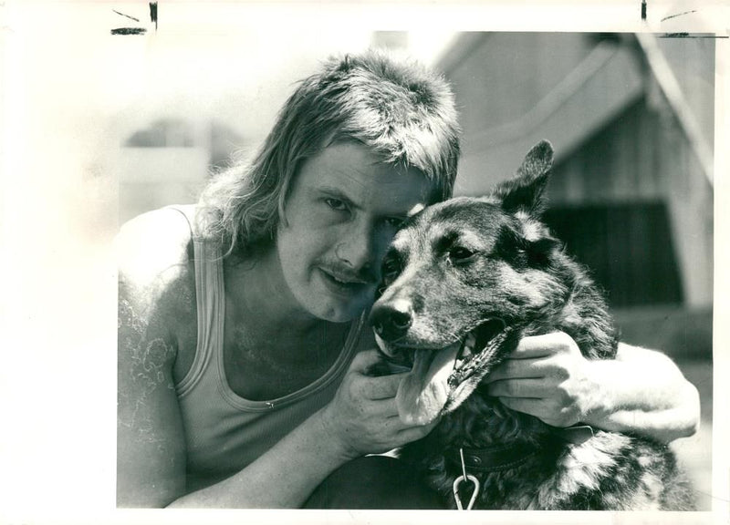 alsatian dog with mister gibson - Vintage Photograph