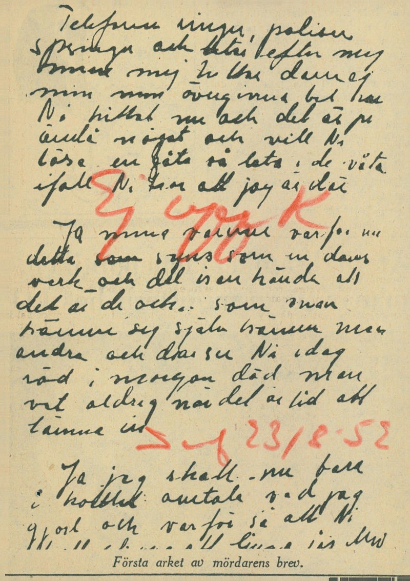 First sheet of the murderer's letter - Vintage Photograph