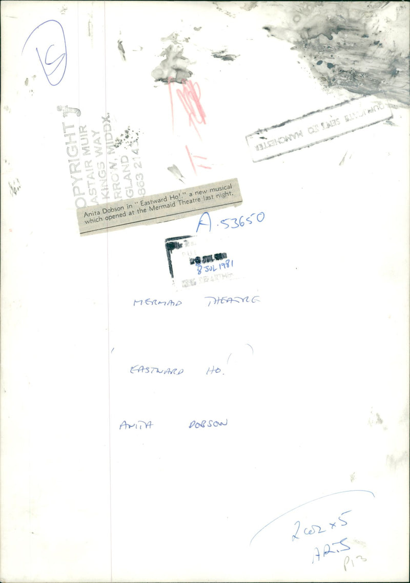 Anita Dobson Film actress: a new musical the mermaid. - Vintage Photograph