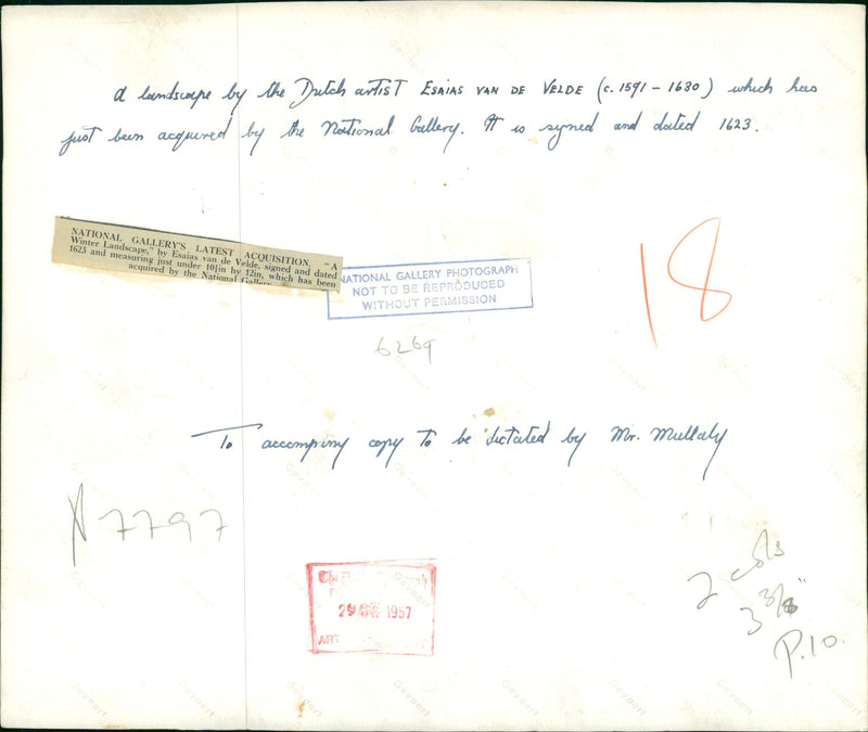 London National gallery,A winter landscape. - Vintage Photograph