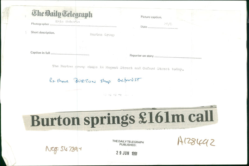 Burton shop at Oxford Street - Vintage Photograph