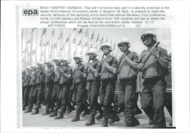 Thai anti-riot police. - Vintage Photograph