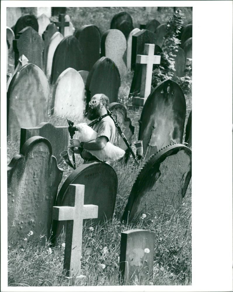 musical instruments bag pipes: heavenly sounds. - Vintage Photograph