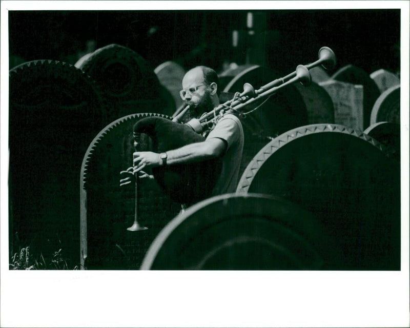 musical instruments bag pipes: heavenly sound. - Vintage Photograph