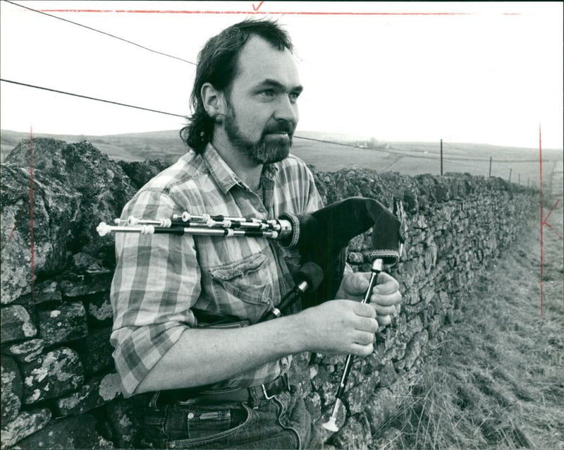 musical instruments bag pipes: mr ray sloan. - Vintage Photograph