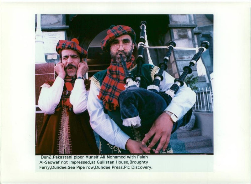 musical instruments bag pipes: munsif ali mohamed. - Vintage Photograph