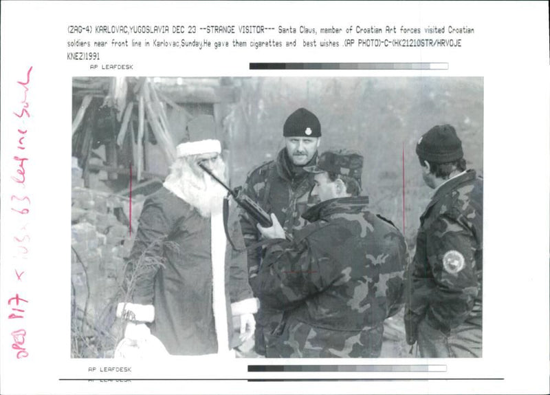 cambridge old cavn dish lab: santa claus member of croation army. - Vintage Photograph