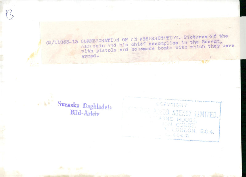 The murderer and his boss as well as guns and homemade bombs at the show at the Princep Museum - Vintage Photograph