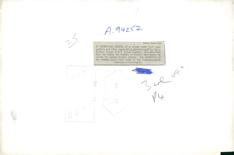 Model Village: Harry Sutton. - Vintage Photograph