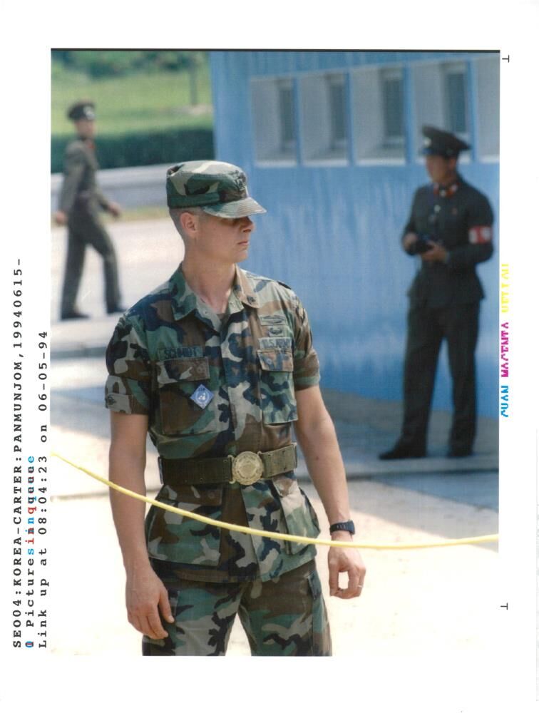 South Korean Army with USA soldier. - Vintage Photograph