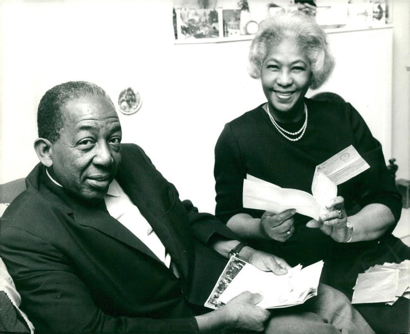 constantine baron with his wife. - Vintage Photograph