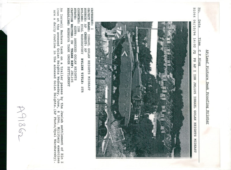 Merkava,Israel Golan Height's. - Vintage Photograph