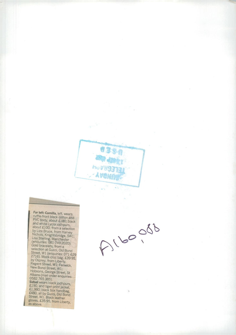 fashion model camilla wear ruffle front black cotton. - Vintage Photograph