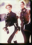 fashion model camilla wear ruffle front black cotton. - Vintage Photograph