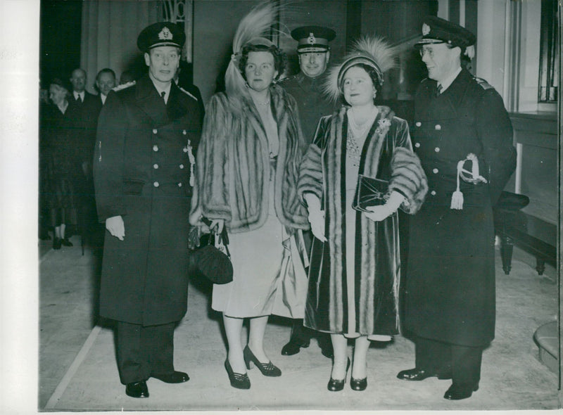 Queen Juliana and Prince Bernhard of the Netherlands visit London. Here along with King George, Duke of Gloucester and Queen Elizabeth - Vintage Photograph