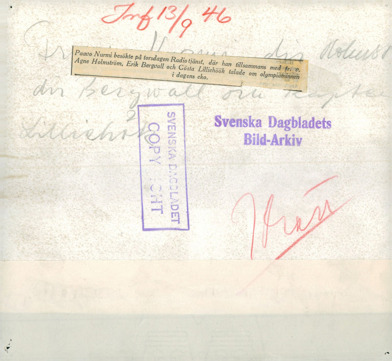 DAGBLADETS BESOKTE FREE CENI GOSTA HOLMSTROM PAAVO MEMORIES DAIBADET AND - Vintage Photograph