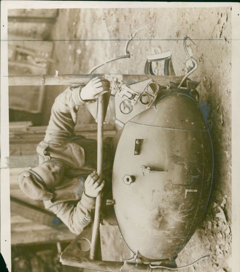 A peroxide tank the function of which still being studied. - Vintage Photograph