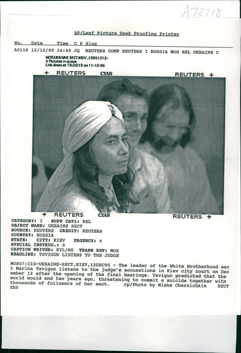 The leader of the white brotherhood sect marina Tsvigun. - Vintage Photograph
