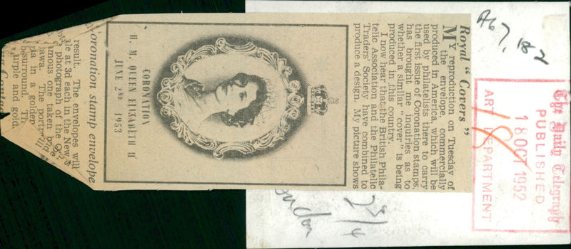 Elizabeth II.and my reproduction on Tuesday of producted envelope - Vintage Photograph