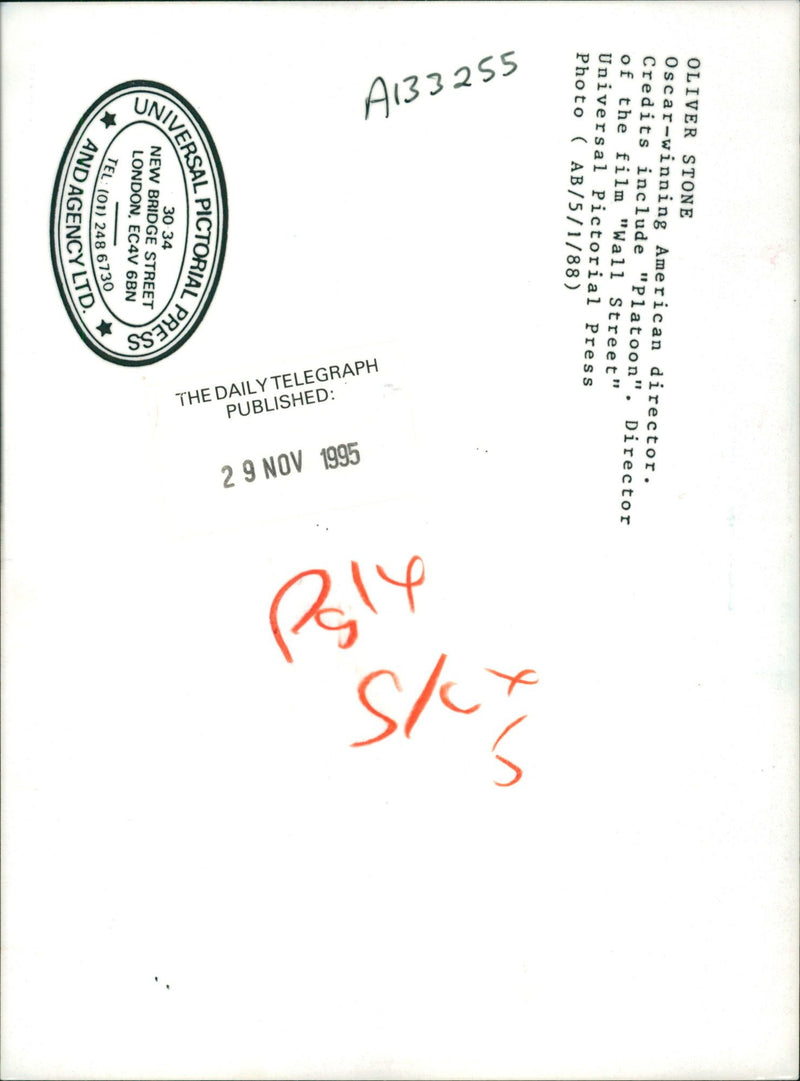 Oliver Stone American writer. - Vintage Photograph