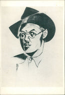 Wyndham Lewis Writerink and wash drawing. - Vintage Photograph