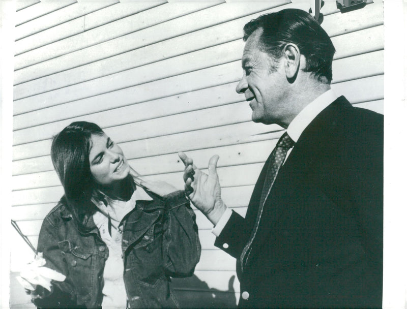 William Holden discusses his latest movie "Breezy - Free as Love" with opponent Kay Lenz - Vintage Photograph