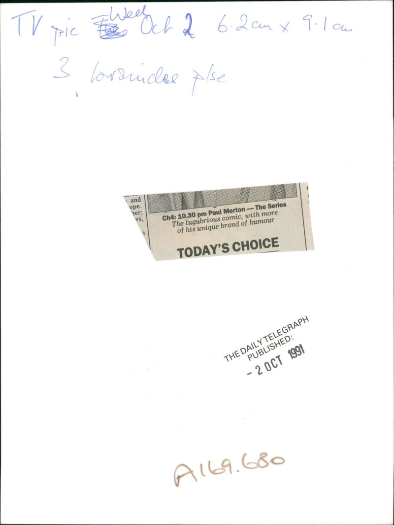Paul Merton Writer. - Vintage Photograph