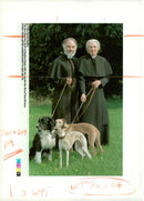 Such Rev Royston with his wife  tana riviera and three Dogs. - Vintage Photograph