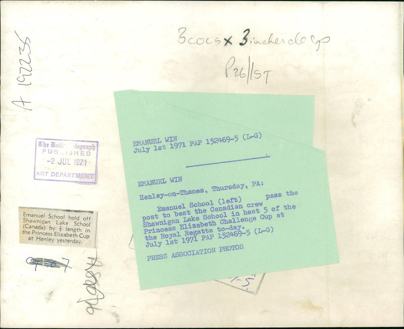 Henley Royal Regatta:Emanuel win. - Vintage Photograph