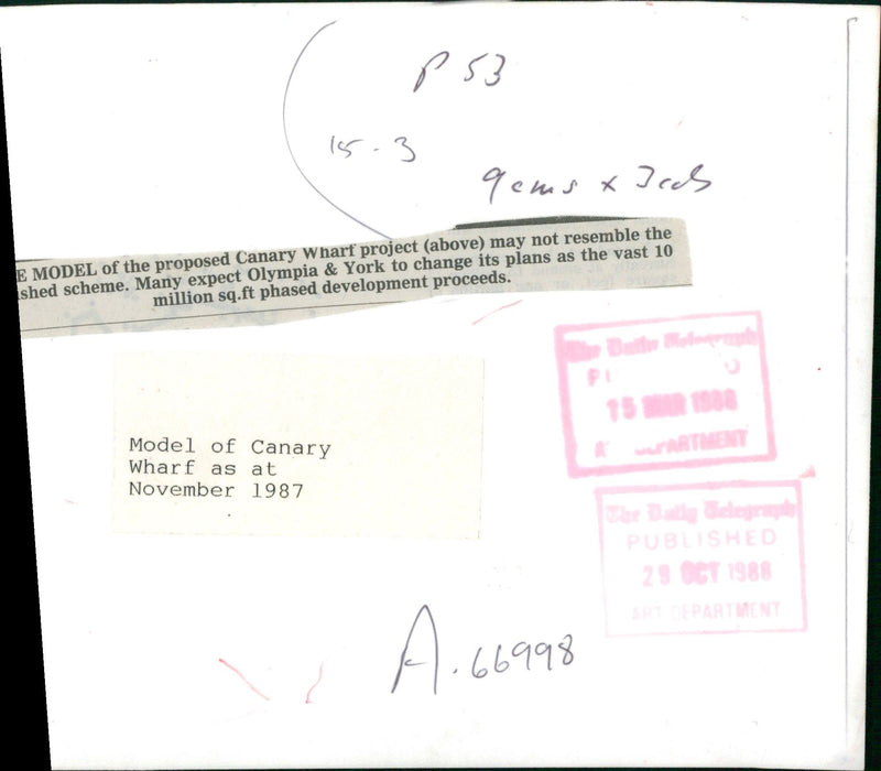 A model of proposed Canary Wharf. - Vintage Photograph