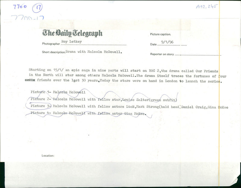 Our friends in the north the drama with malcolm mcdowell, gina mckee, mark strong and daniel craig - Vintage Photograph
