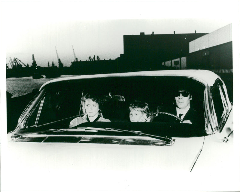 Turo Pajala, Susanna Haavisto and Eetu Hilkamo in the scene of film Ariel - Vintage Photograph