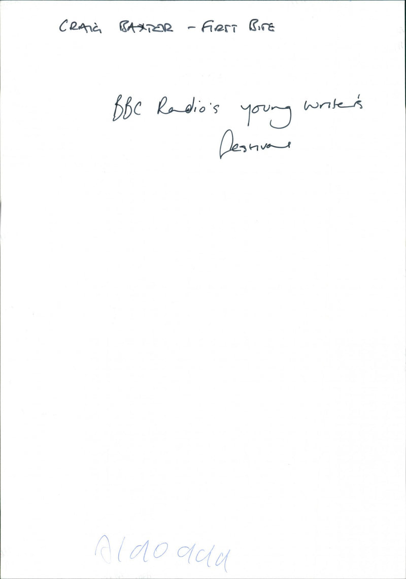 BBC Radio: Young Writer Festival: Craig Baxter. - Vintage Photograph