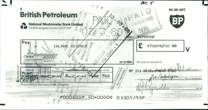 British Petroleum: the Inland revenue. - Vintage Photograph