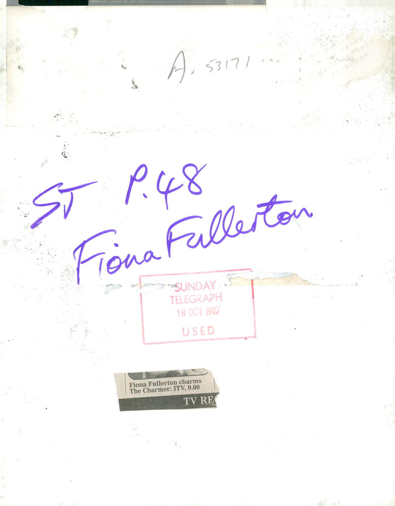 Fiona Fullerton British actress. - Vintage Photograph