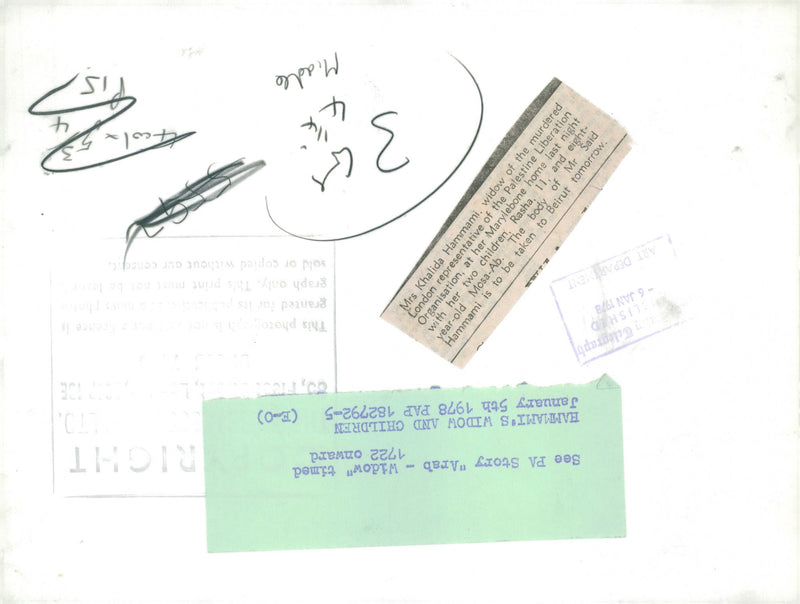 Mrs Khalida Hammami widow of the murdered london representative of the palestine. - Vintage Photograph