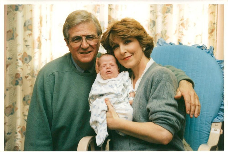 Patricia Hodge with her Husband peter owen and her Baby son. - Vintage Photograph