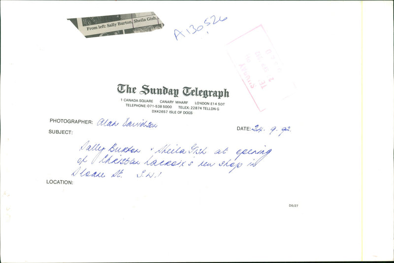 Sally Burton Author. - Vintage Photograph