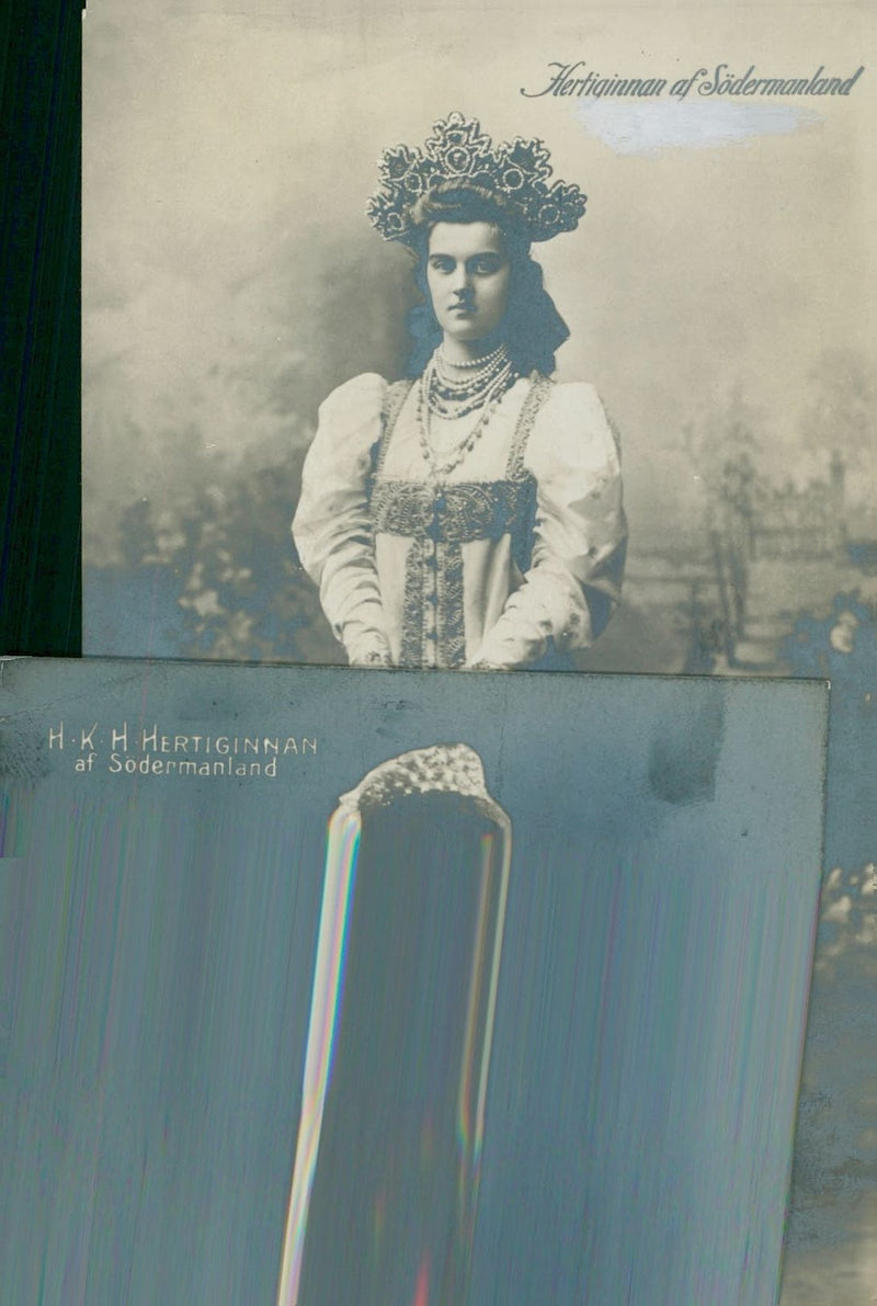 Princess Mary Pavlovna of Russia, Grandfather and Duchess of Sodermanland in Russian Folk Costume - Vintage Photograph