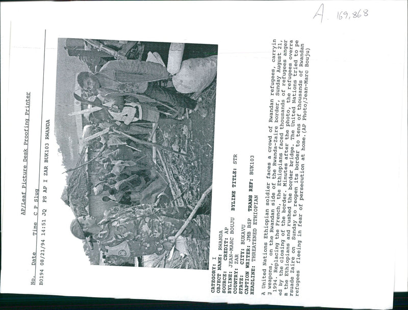 Rwanda War: United Nation Ethiopian Soldier. - Vintage Photograph