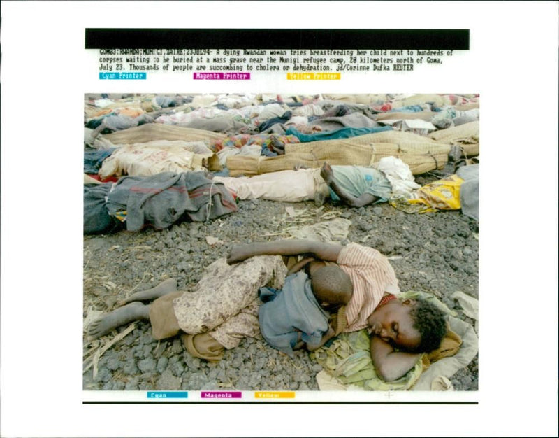 rwanda war. a dying rwandan woman. - Vintage Photograph