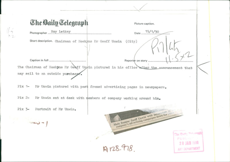 Geoff Unwin Musician. - Vintage Photograph